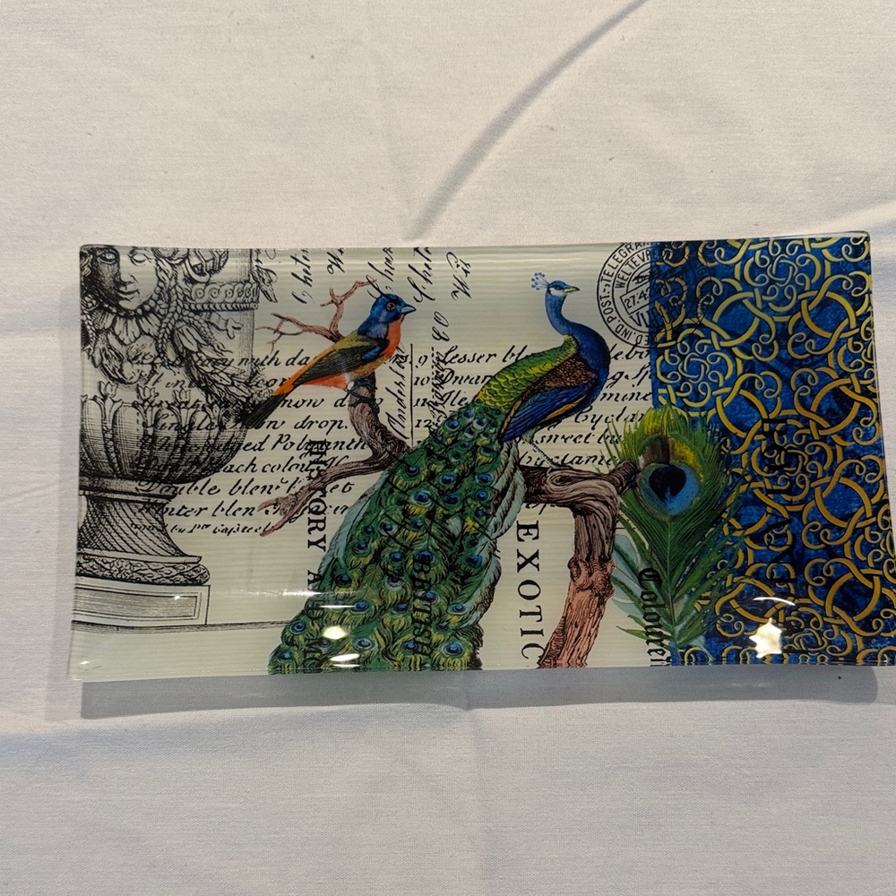 Michel Design Works Peacock Glass Plate. - Picture 3 of 5